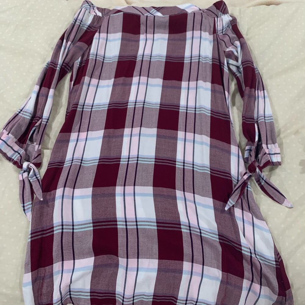 Plaid Off The Shoulder Dress